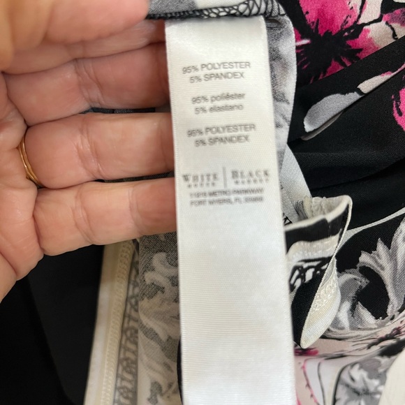 White House Black Market Black and Pink Floral 3/4 sleeve dress L - Picture 5 of 9